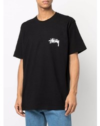 schwarzes T-Shirt mit einem Rundhalsausschnitt von Stussy