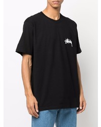 schwarzes T-Shirt mit einem Rundhalsausschnitt von Stussy