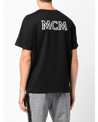 schwarzes T-Shirt mit einem Rundhalsausschnitt von MCM