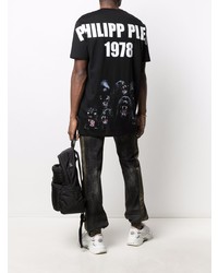 schwarzes T-Shirt mit einem Rundhalsausschnitt von Philipp Plein