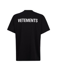 schwarzes T-Shirt mit einem Rundhalsausschnitt von Vetements