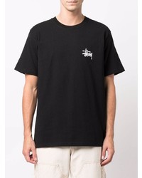 schwarzes T-Shirt mit einem Rundhalsausschnitt von Stussy