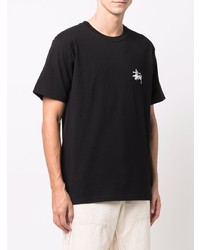 schwarzes T-Shirt mit einem Rundhalsausschnitt von Stussy