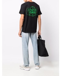 schwarzes T-Shirt mit einem Rundhalsausschnitt von Stussy