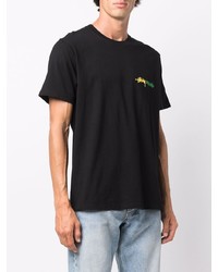 schwarzes T-Shirt mit einem Rundhalsausschnitt von Stussy