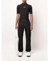 schwarzes T-Shirt mit einem Rundhalsausschnitt von Jil Sander