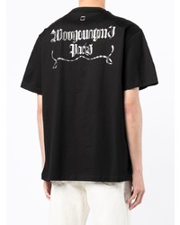 schwarzes T-Shirt mit einem Rundhalsausschnitt von Wooyoungmi