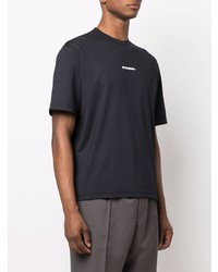 schwarzes T-Shirt mit einem Rundhalsausschnitt von Jil Sander