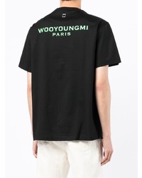 schwarzes T-Shirt mit einem Rundhalsausschnitt von Wooyoungmi