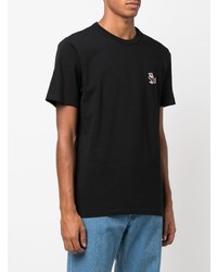 schwarzes T-Shirt mit einem Rundhalsausschnitt von MAISON KITSUNÉ