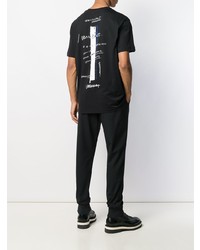 schwarzes T-Shirt mit einem Rundhalsausschnitt von Les Hommes