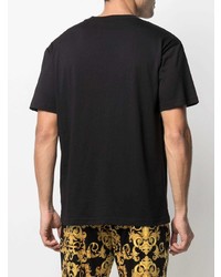 schwarzes T-Shirt mit einem Rundhalsausschnitt von VERSACE JEANS COUTURE