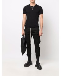 schwarzes T-Shirt mit einem Rundhalsausschnitt von Rick Owens