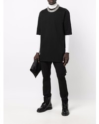 schwarzes T-Shirt mit einem Rundhalsausschnitt von Rick Owens