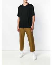 schwarzes T-Shirt mit einem Rundhalsausschnitt von Jil Sander