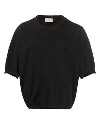 schwarzes T-Shirt mit einem Rundhalsausschnitt von Maison Flaneur