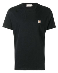 schwarzes T-Shirt mit einem Rundhalsausschnitt von MAISON KITSUNÉ