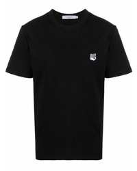 schwarzes T-Shirt mit einem Rundhalsausschnitt von MAISON KITSUNÉ