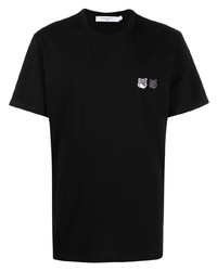 schwarzes T-Shirt mit einem Rundhalsausschnitt von MAISON KITSUNÉ