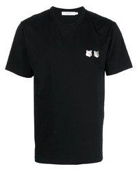 schwarzes T-Shirt mit einem Rundhalsausschnitt von MAISON KITSUNÉ