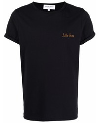 schwarzes T-Shirt mit einem Rundhalsausschnitt von Maison Labiche