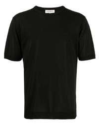 schwarzes T-Shirt mit einem Rundhalsausschnitt von Man On The Boon.