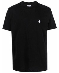 schwarzes T-Shirt mit einem Rundhalsausschnitt von Marcelo Burlon County of Milan
