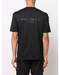 schwarzes T-Shirt mit einem Rundhalsausschnitt von Stone Island