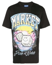 schwarzes T-Shirt mit einem Rundhalsausschnitt von MARKET