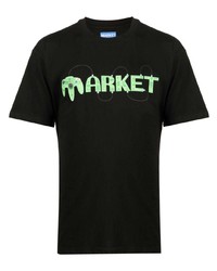 schwarzes T-Shirt mit einem Rundhalsausschnitt von MARKET