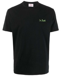 schwarzes T-Shirt mit einem Rundhalsausschnitt von MC2 Saint Barth