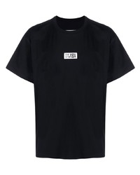 schwarzes T-Shirt mit einem Rundhalsausschnitt von MM6 MAISON MARGIELA