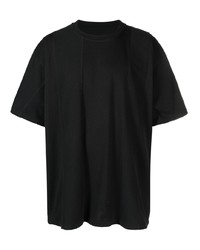 schwarzes T-Shirt mit einem Rundhalsausschnitt von MM6 MAISON MARGIELA