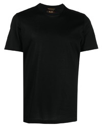 schwarzes T-Shirt mit einem Rundhalsausschnitt von Moorer