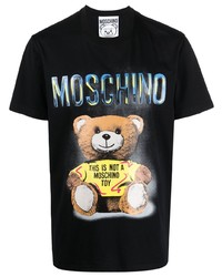 schwarzes T-Shirt mit einem Rundhalsausschnitt von Moschino