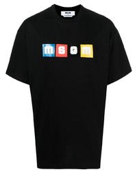schwarzes T-Shirt mit einem Rundhalsausschnitt von MSGM