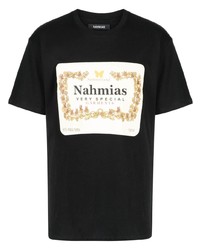 schwarzes T-Shirt mit einem Rundhalsausschnitt von Nahmias