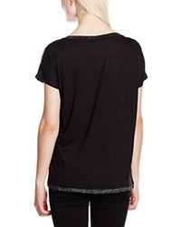 schwarzes T-Shirt mit einem Rundhalsausschnitt von Only