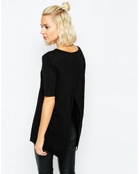 schwarzes T-Shirt mit einem Rundhalsausschnitt von Cheap Monday