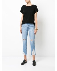 schwarzes T-Shirt mit einem Rundhalsausschnitt von Nobody Denim