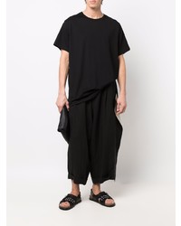 schwarzes T-Shirt mit einem Rundhalsausschnitt von Yohji Yamamoto