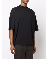 schwarzes T-Shirt mit einem Rundhalsausschnitt von Jil Sander