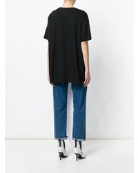 schwarzes T-Shirt mit einem Rundhalsausschnitt von MM6 MAISON MARGIELA