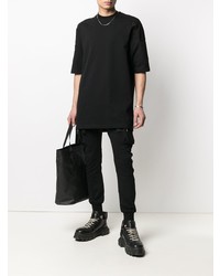 schwarzes T-Shirt mit einem Rundhalsausschnitt von Rick Owens