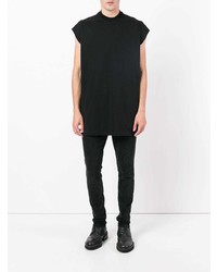 schwarzes T-Shirt mit einem Rundhalsausschnitt von Rick Owens