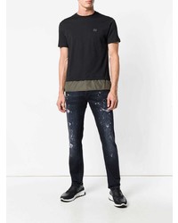 schwarzes T-Shirt mit einem Rundhalsausschnitt von Les Hommes Urban