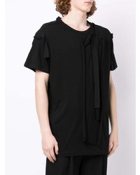 schwarzes T-Shirt mit einem Rundhalsausschnitt von Yohji Yamamoto