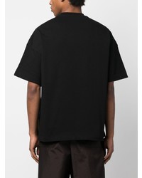 schwarzes T-Shirt mit einem Rundhalsausschnitt von Jil Sander