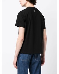 schwarzes T-Shirt mit einem Rundhalsausschnitt von Wooyoungmi