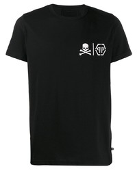 schwarzes T-Shirt mit einem Rundhalsausschnitt von Philipp Plein